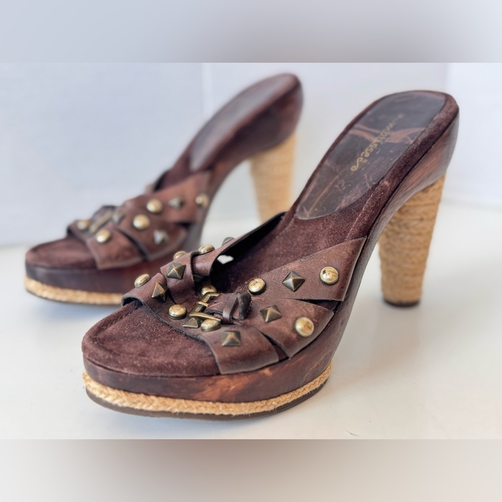 Vintage 90s Y2K Style Matisse Studded Chunky Platform Rope Heel Sandals Shoes 8